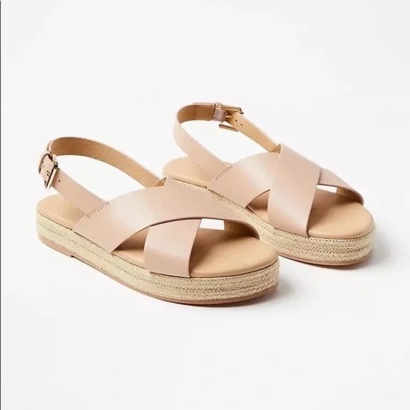 LOFT Shoes - Loft | Criss Cross Espadrille Sandals Caramel Cream Boho Beach